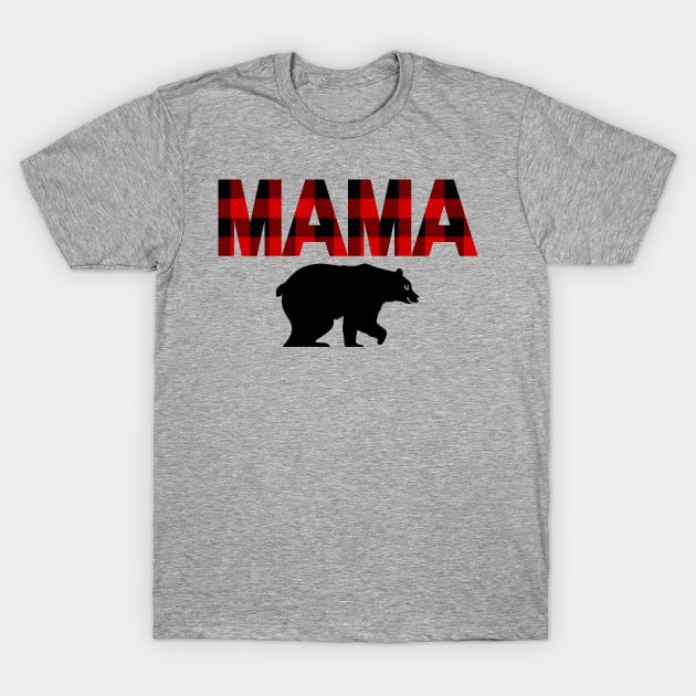 Mama Bear in Buffalo Plaid Pattern T-Shirt by EdenLiving